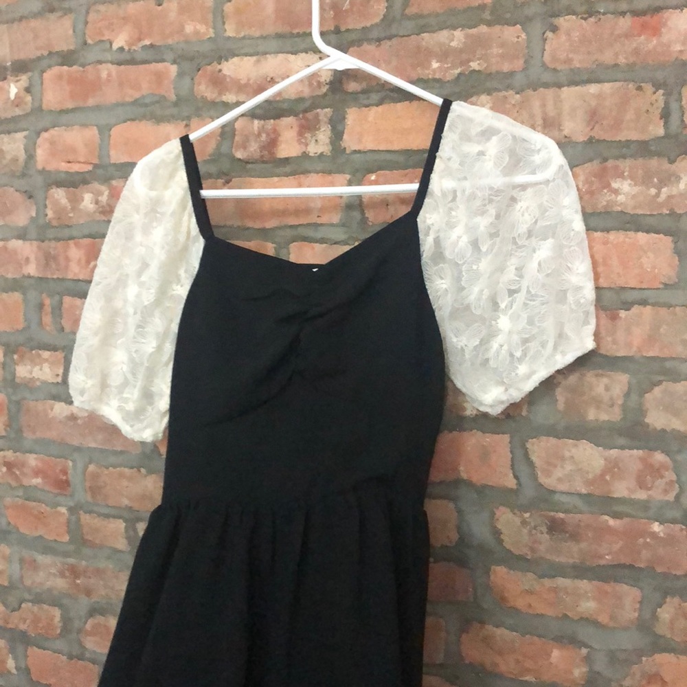 Lace Sleeve Black Dress